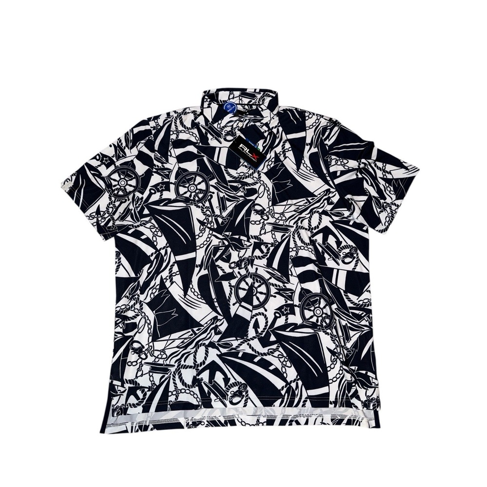RLX Ralph Lauren Polo Mens Sz XL‎ Blue Performance Nautical All Over Print $115